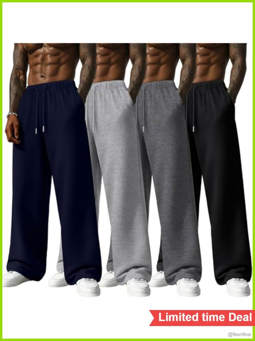Men's Baggy Sweatpants 4 Pack Lightweight Wide Leg Joggers